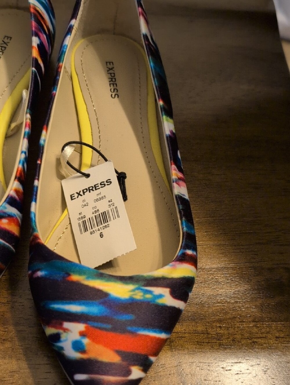 Express Multicolor Abstract Print Pointed-Toe Flats - Picture 2 of 5